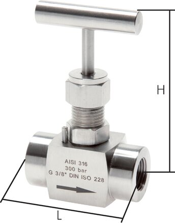 Exemplary representation: Stainless steel needle shut-off valve