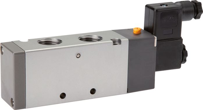 Exemplary representation: 5/2-way solenoid valve with spring return