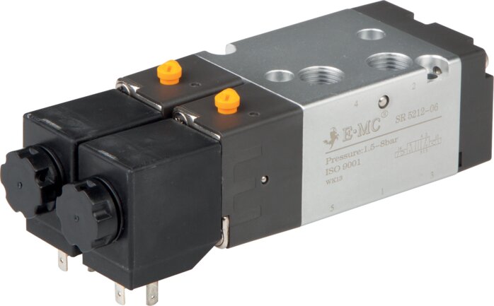 Exemplary representation: 5/2-way pulse valve / 5/3-way solenoid valve