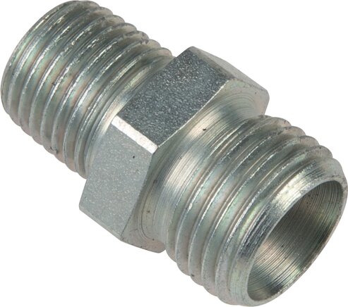 Exemplary representation: Straight screw-in fitting, R-thread, without nut & cutting ring, galvanised steel